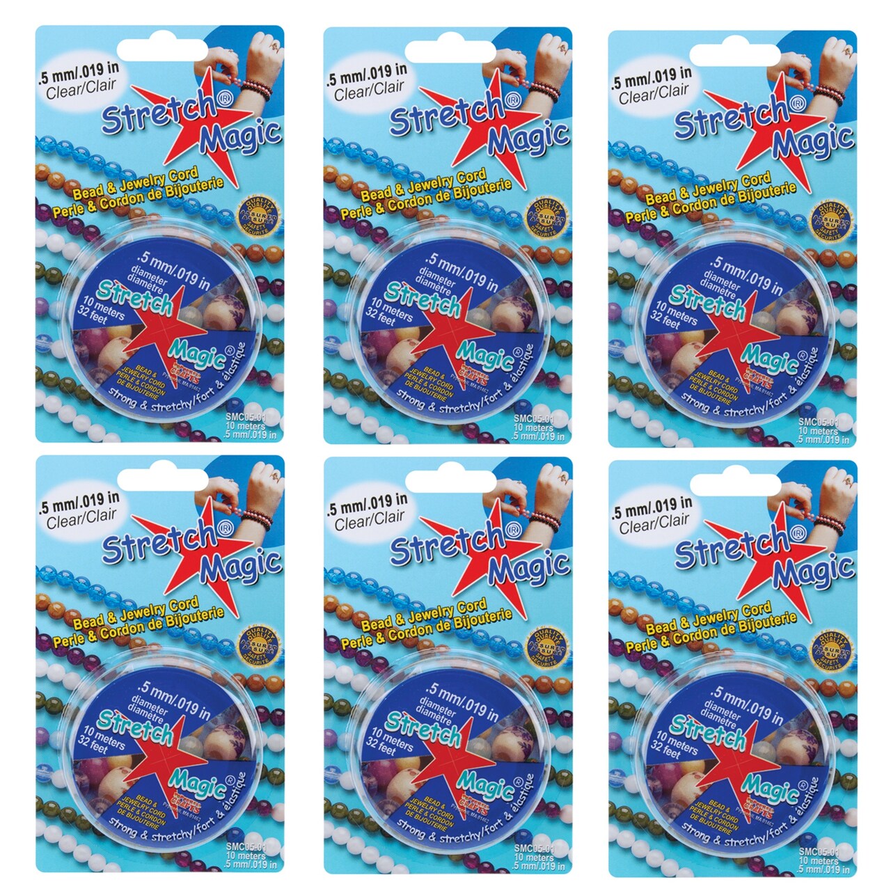 Multipack of 6 - Stretch Magic Bead & Jewelry Cord .5mmX10m-Clear